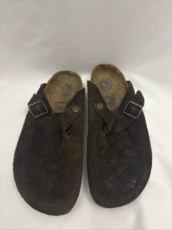 Birkenstock Shoes - Birkenstock BOSTON SOFT Footbed Slide Clog EU 39 L8 M6 Brown Suede Leather Women
